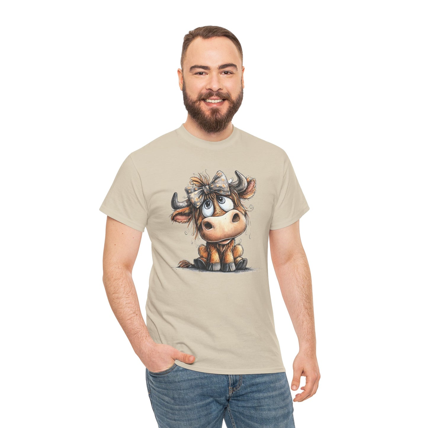 Cute Highland Cow Graphic Tee for Animal Lovers, T-Shirt for Kids & Adults, Farmhouse Decor