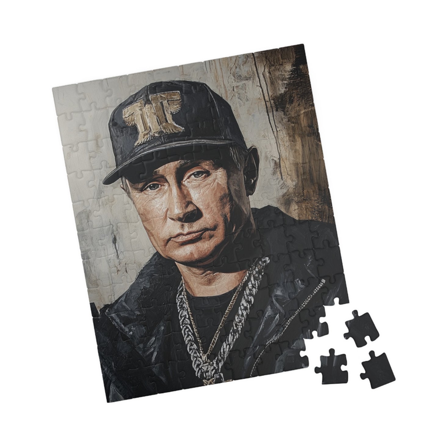 Putin Artistic Puzzle featuring Iconic Portrait, Jigsaw Puzzle, Unique Political Satire Gift