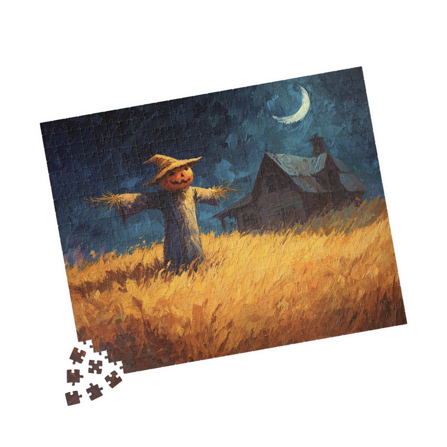 Autumn Scarecrow Puzzle - 110, 252, 520, 1014-piece, Family Activity, Harvest Season Fun, Halloween Gift, Cozy Night In