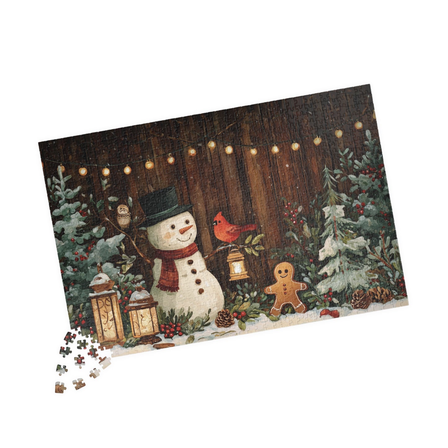Winter Wonderland Puzzle - 1014-Piece Jigsaw for Cozy Nights, Holiday Family Fun, Snowman & Gingerbread Theme, Christmas Decor, Gift Idea