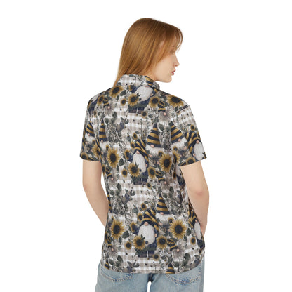 Floral Gnome Unisex Polo Shirt | Cute Summer Apparel, Garden Party Attire, Casual Wear, Gift for Him/Her, Eco-Friendly Fashion