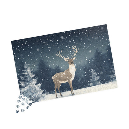 Snowy Deer Puzzle - Cozy Family Activity, Holiday Gift, Home Decor, Relaxation Companion, Winter Wonderland Fun