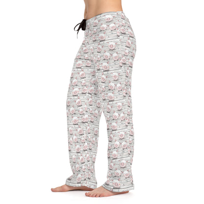 Cute Country Pig Pattern Women's Pajama Pants, Cozy Sleepwear