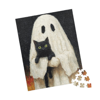 Spooky Cat Ghost Puzzle | Halloween Gift, Halloween Decor, Fun Puzzle, Cat Lover Gift