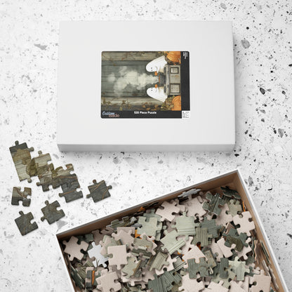 Halloween Ghost Puzzle - Cozy Family Activity, 110/252/520/1014 Pieces, Perfect Gift for Autumn, Spooky Decor, Fun for All Ages