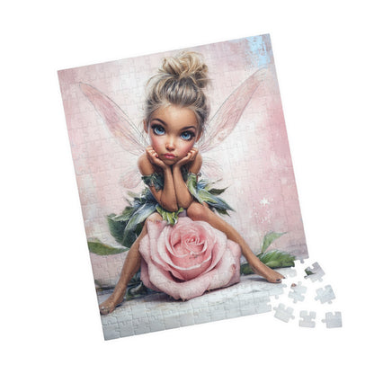 Puzzle - Adorable Fairy Sitting on Rose Bud