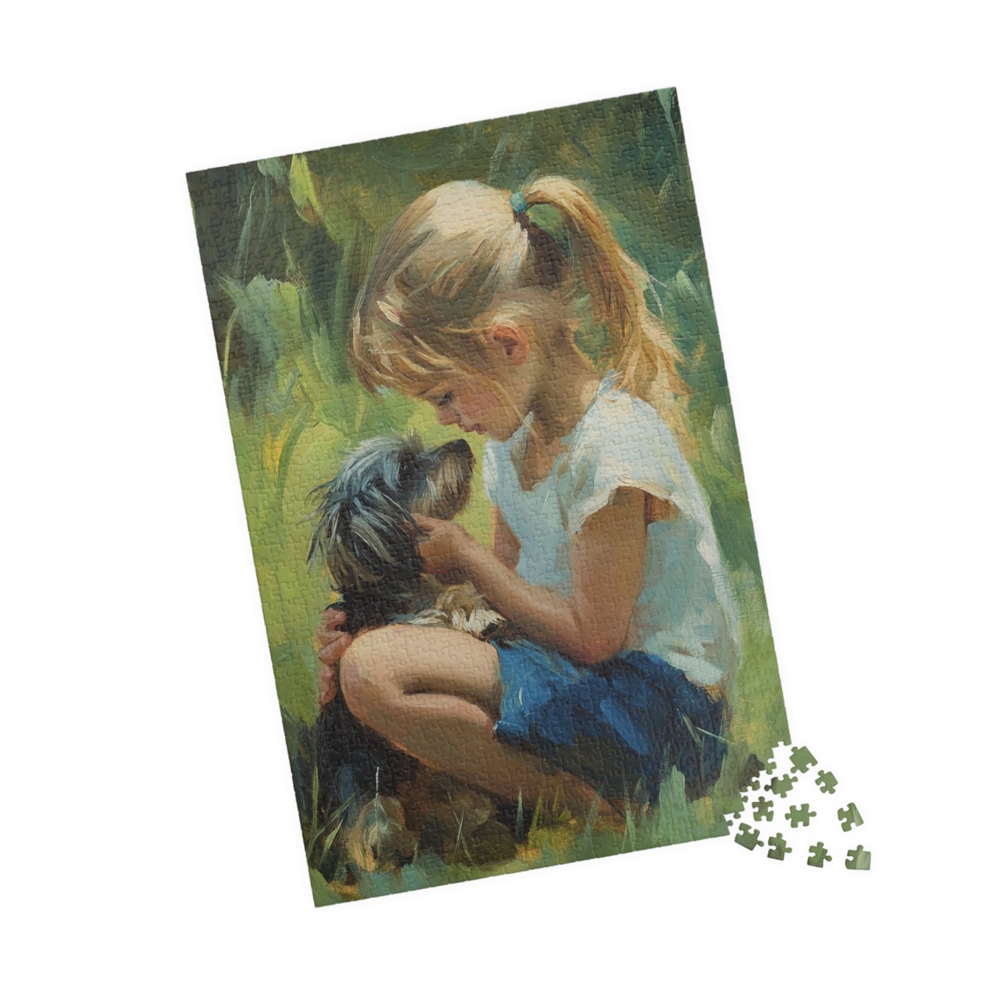 Puzzle - Little Girl and Dog in Tall Grass - 110, 252, 520, 1014-piece