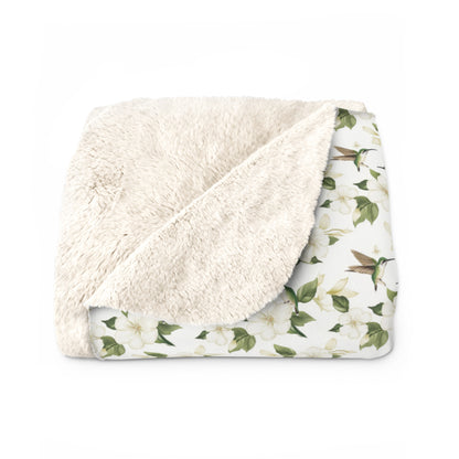 Sherpa Fleece Blanket - Garden Hummingbirds Wedding Throw