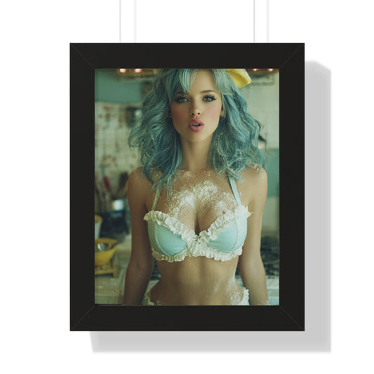 Vertical Poster - Sexy Bikini Babe in the Kitchen Covered in Flour