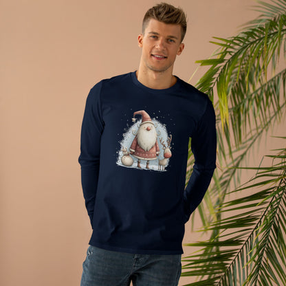 Santa & Reindeer Longsleeve Tee, Christmas Shirt, Holiday Gift, Men's Winter Apparel, Festive Long Sleeve