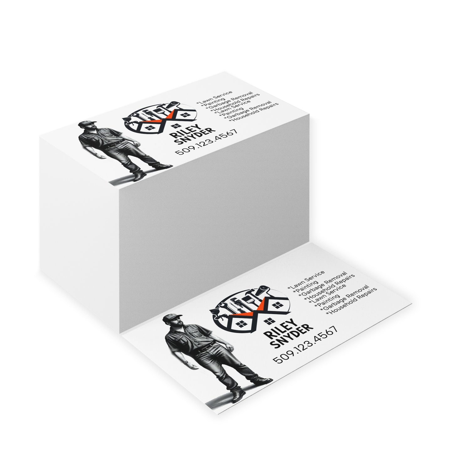 Business Cards for Contractors | Customizable Service Cards | Perfect for Lawn Care, Home Repairs, and Painting | Professional Networking