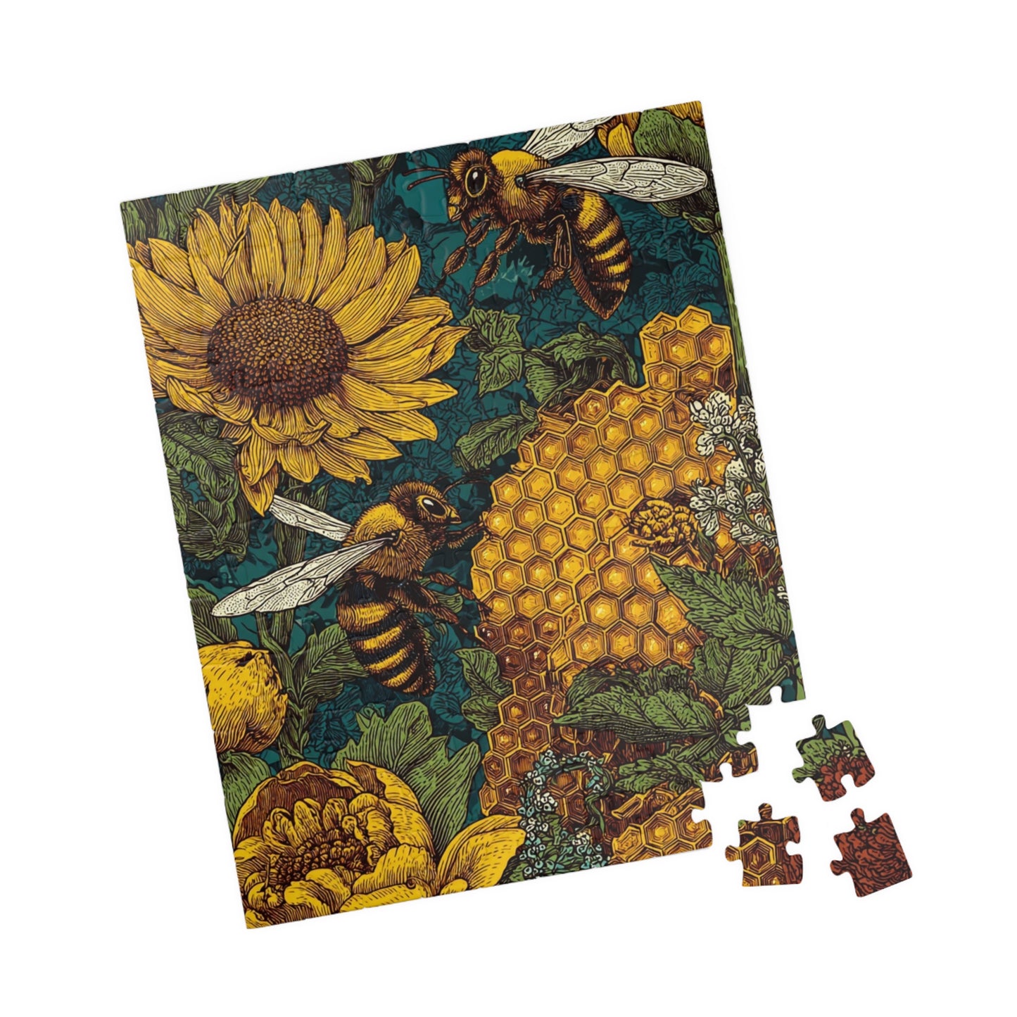 Bee-Inspired Jigsaw Puzzle, Nature Lovers Gift, Floral Home Decor, Educational Fun for Kids, Family Game Night, Unique Art
