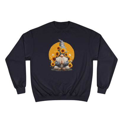 Sunflower Gnome Champion Sweatshirt, Cozy Fall Sweater, Perfect for Gifting, Birthday, Autumn Fashion, Cute Sweatshirt
