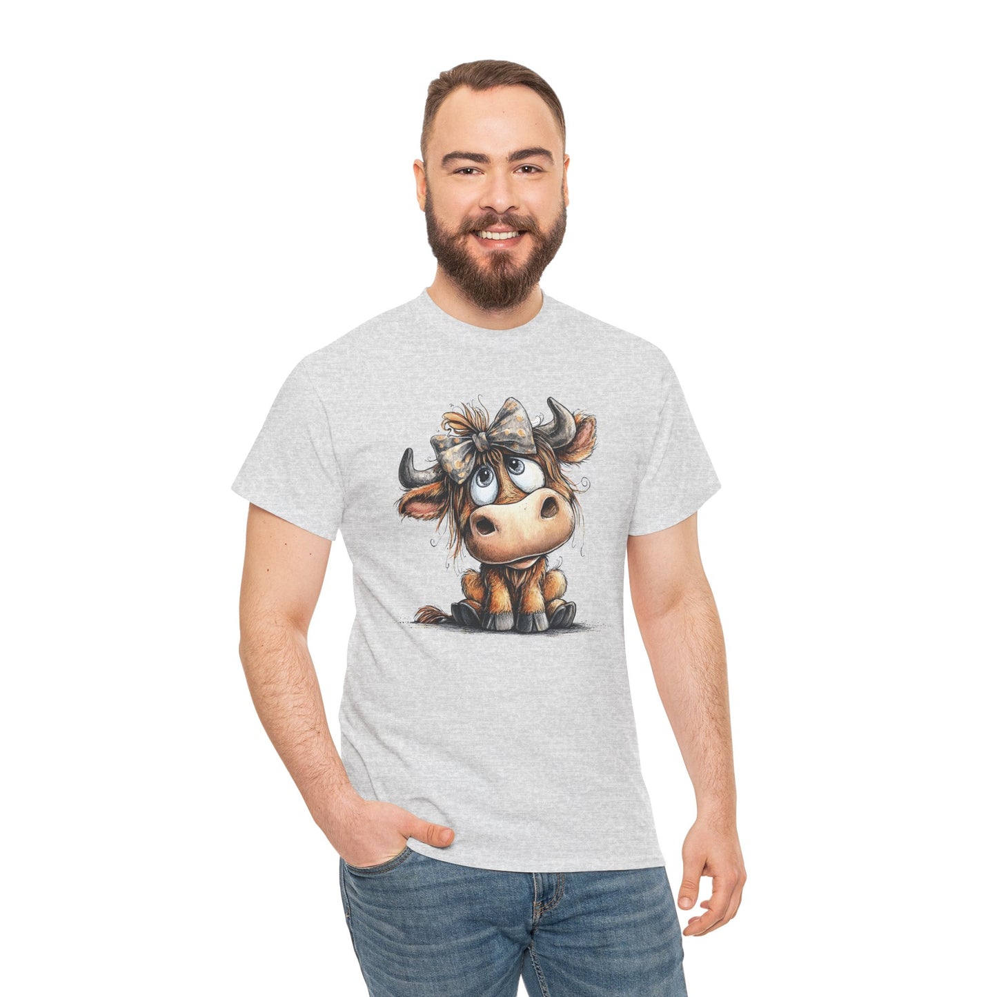 Cute Highland Cow Graphic Tee for Animal Lovers, T-Shirt for Kids & Adults, Farmhouse Decor