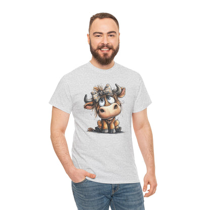 Cute Highland Cow Graphic Tee for Animal Lovers, T-Shirt for Kids & Adults, Farmhouse Decor