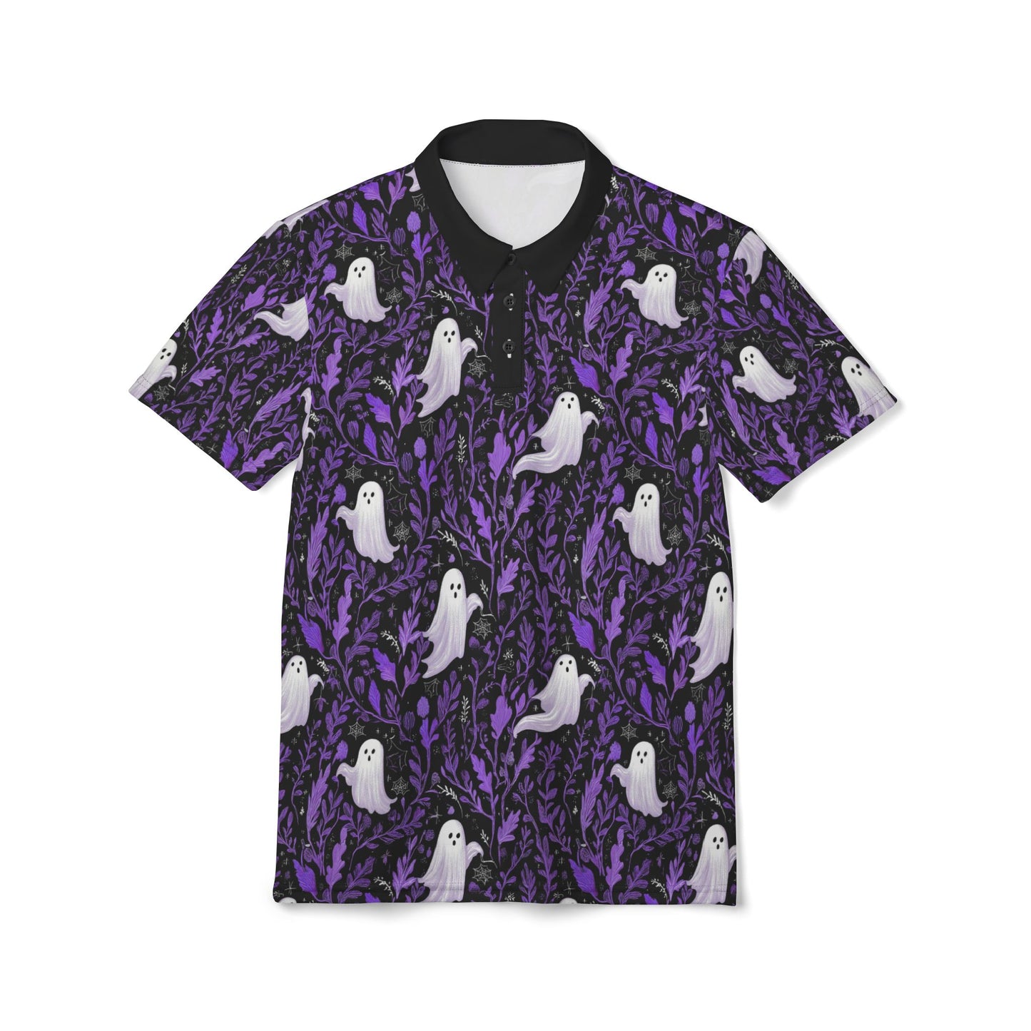 Spooky Ghosts Unisex Polo Shirt, Halloween Fashion, Casual Shirt, Party Wear, Unique Gift, Creepy Vibes