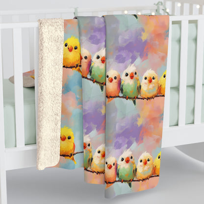 Sherpa Fleece Blanket - Rainbow Tweety Birds