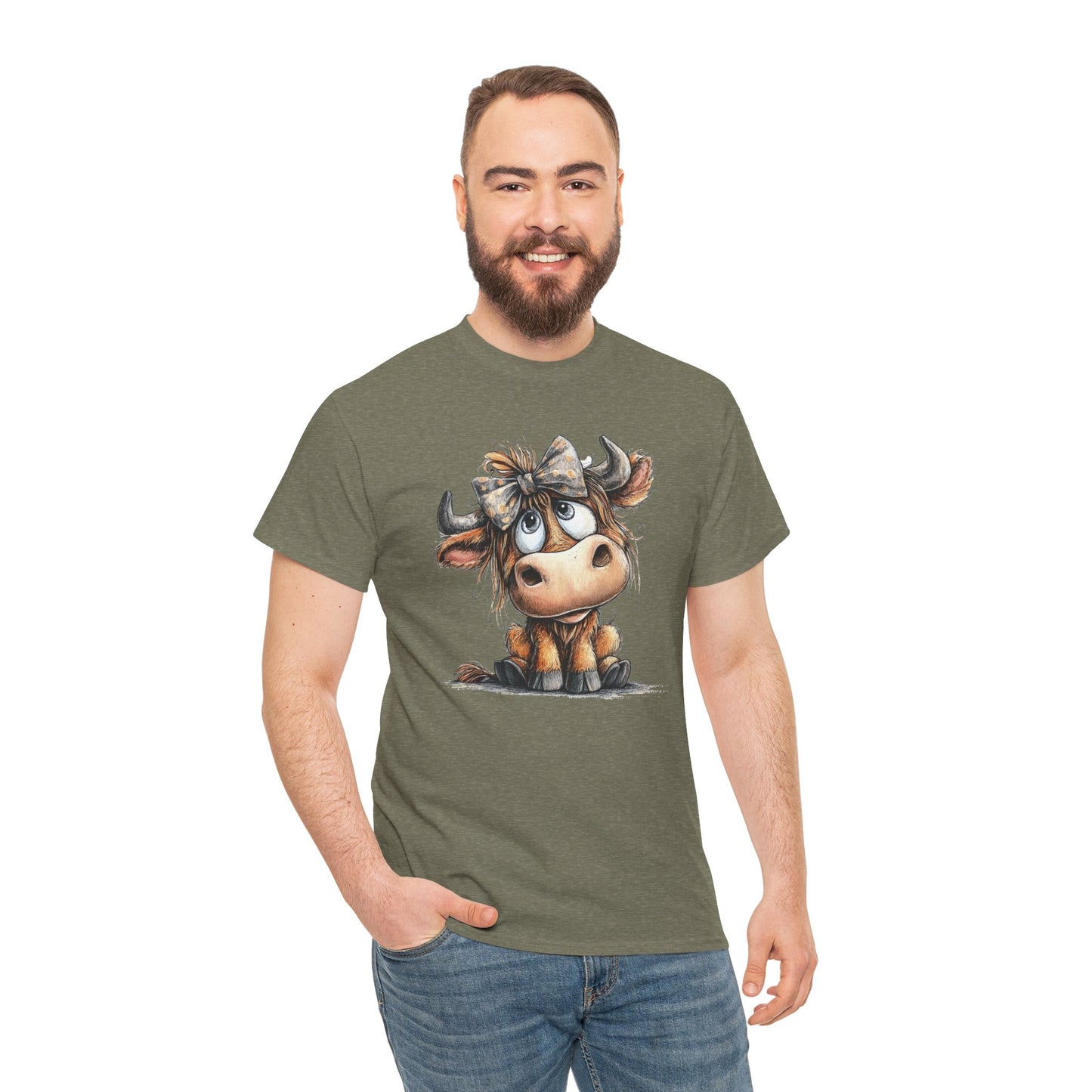 Cute Highland Cow Graphic Tee for Animal Lovers, T-Shirt for Kids & Adults, Farmhouse Decor