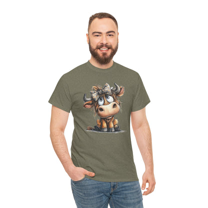Cute Highland Cow Graphic Tee for Animal Lovers, T-Shirt for Kids & Adults, Farmhouse Decor