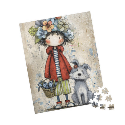 Whimsical Flower Girl Puzzle - 110, 252, 520, 1014-piece, Family Fun, Gifts for Kids, Home Decor, Puzzle Lovers