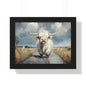 Poster - Cute White Highland Cow Running Down Road Escapee