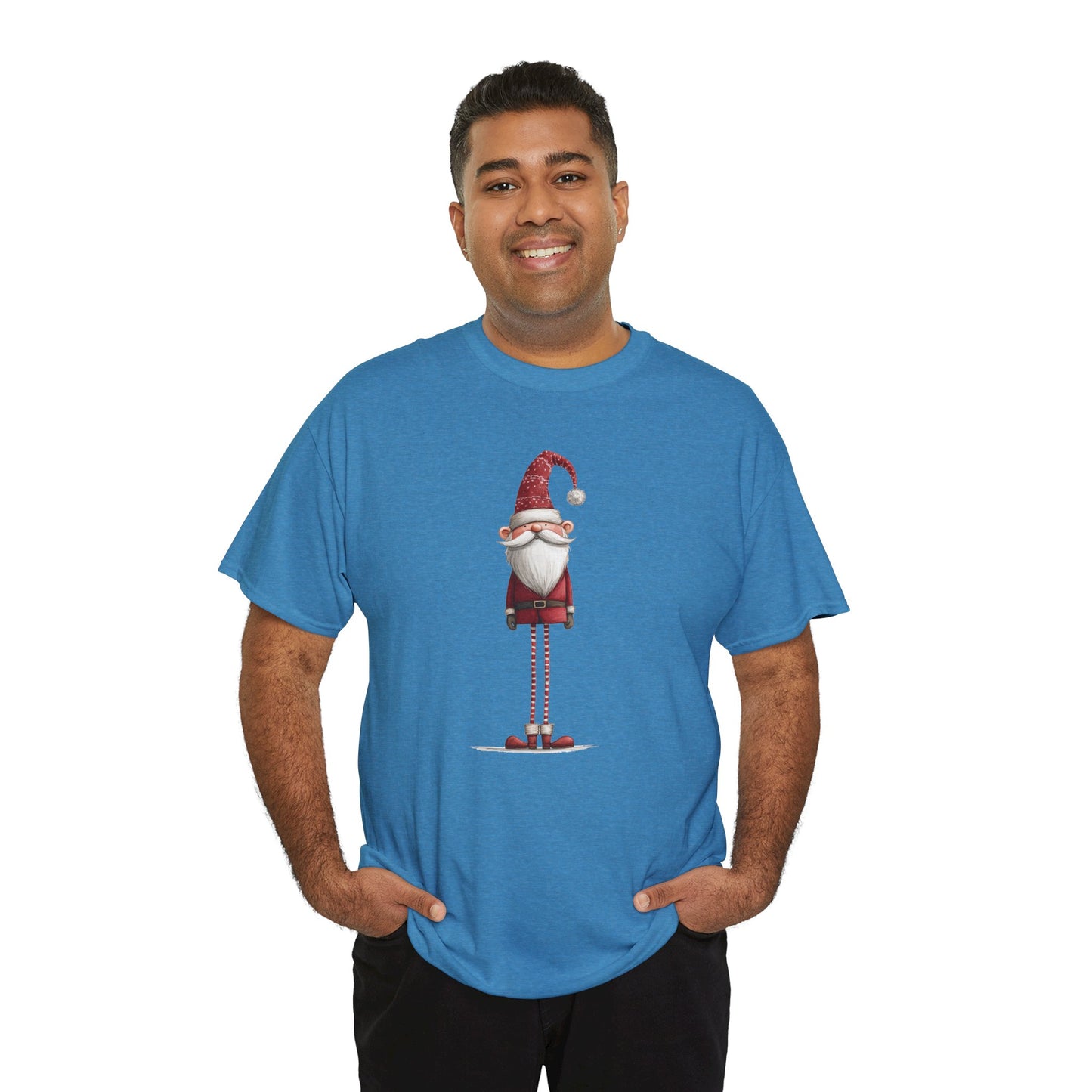Skinny Legs Santa Character Unisex Heavy Cotton Tee, Christmas Shirt, Festive Apparel, Cute Santa Tee