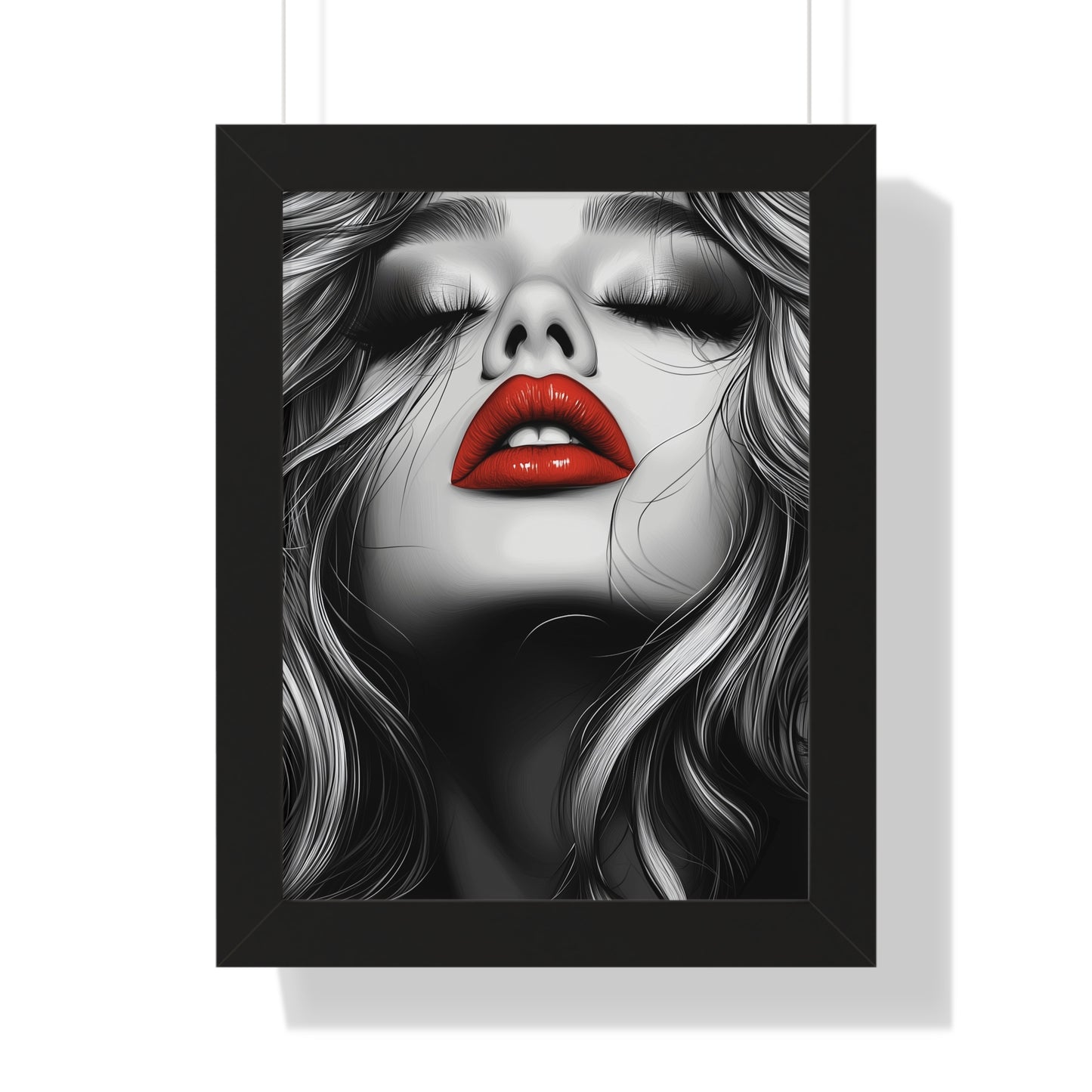 Black and White Fashion Poster | Sexy Blonde with Red Lips