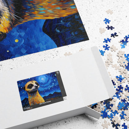 Meerkat Starry Night Puzzle - Fun Family Activity, Gift for Puzzle Lovers, Unique Home Decor, Challenge for All Ages, Ideal for Holidays