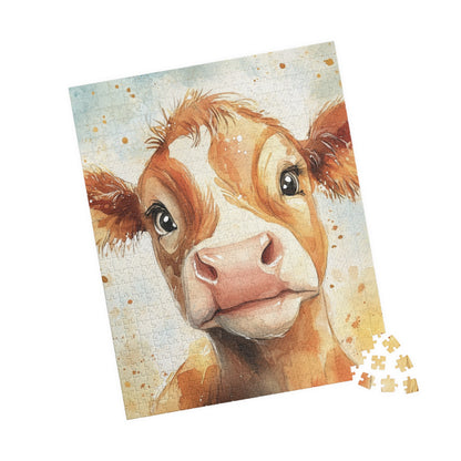 Charming Baby Cow Puzzle - Perfect for Family Fun, Gift for Animal Lovers, 110/252/520/1014-piece