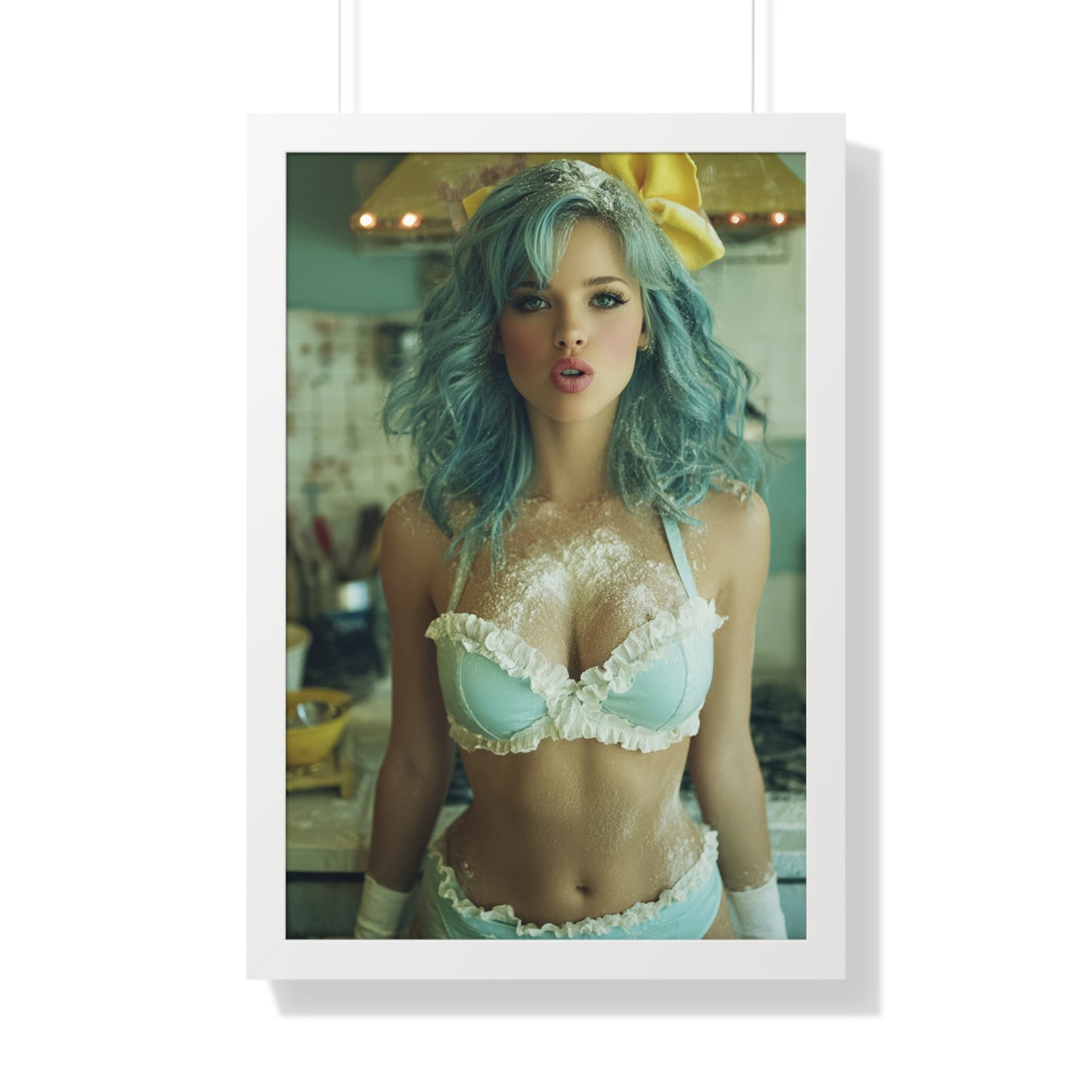 Vertical Poster - Sexy Bikini Babe in the Kitchen Covered in Flour