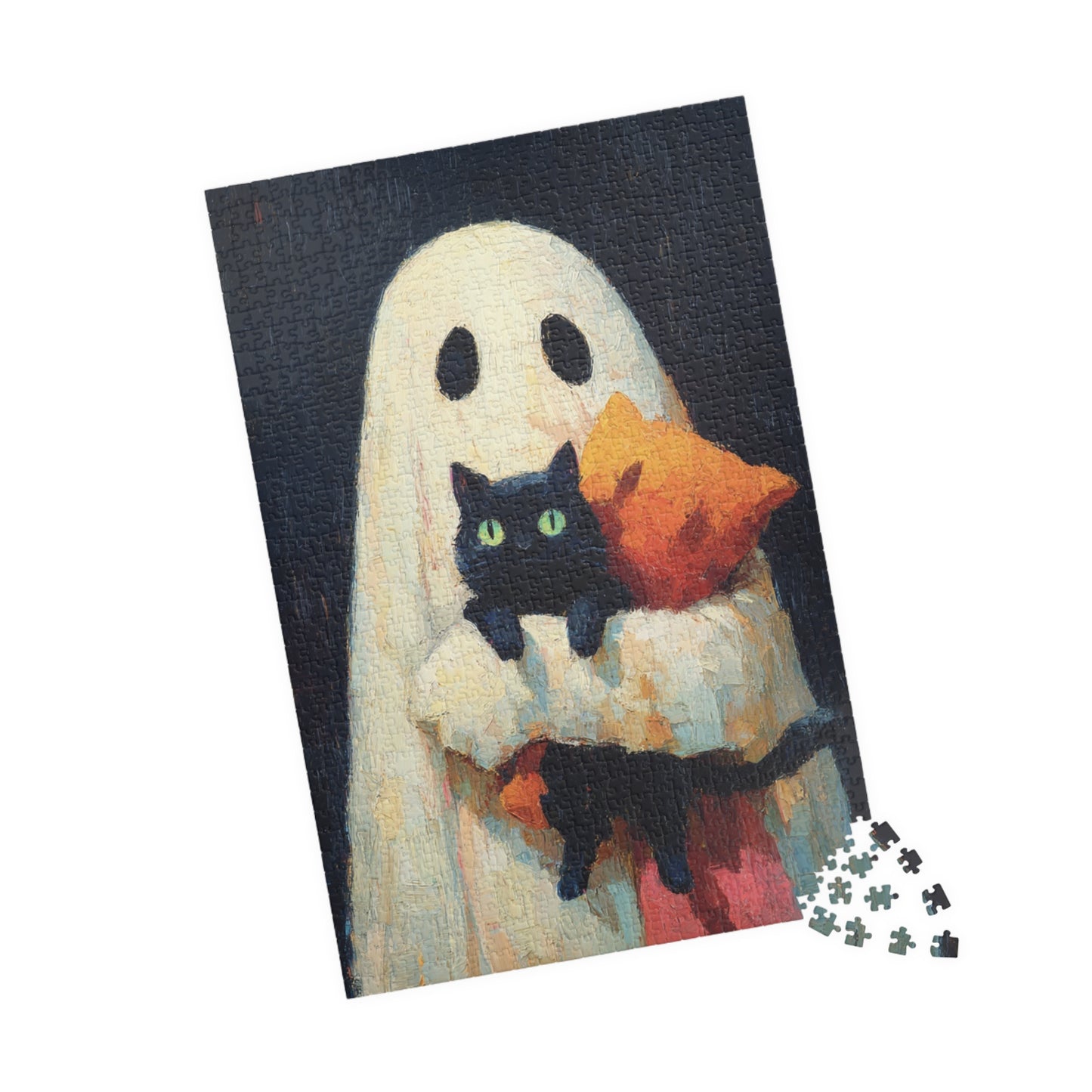 Ghost Cat Puzzle - 1014-Piece Jigsaw Fun, Perfect for Cat Lovers, Halloween Decor, Family Game Night, Unique Gift