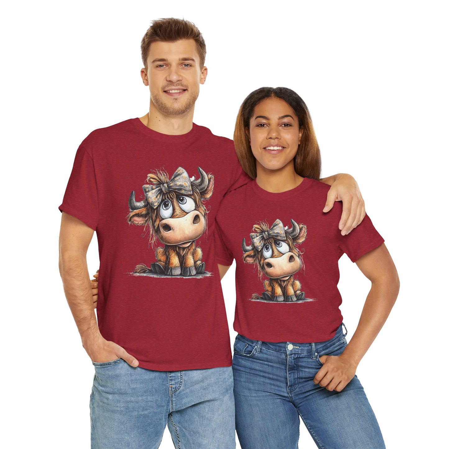 Cute Highland Cow Graphic Tee for Animal Lovers, T-Shirt for Kids & Adults, Farmhouse Decor