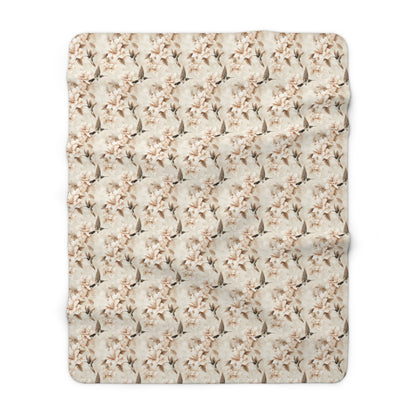 Sherpa Fleece Blanket - Ivory Hummingbirds