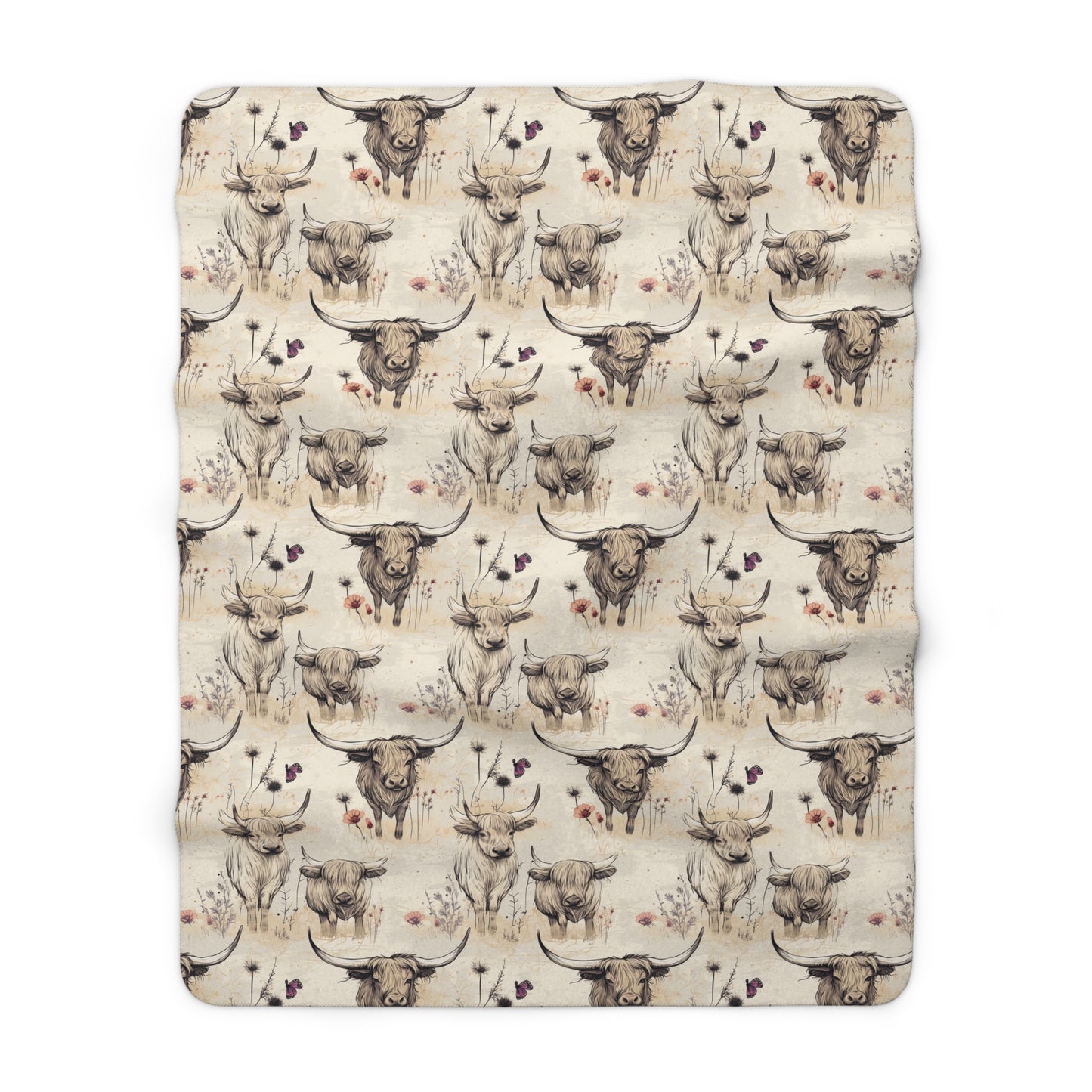 Sherpa Fleece Blanket - Moo Retro Highland Cow Gift for Homestead