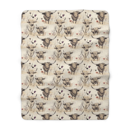 Sherpa Fleece Blanket - Moo Retro Highland Cow Gift for Homestead