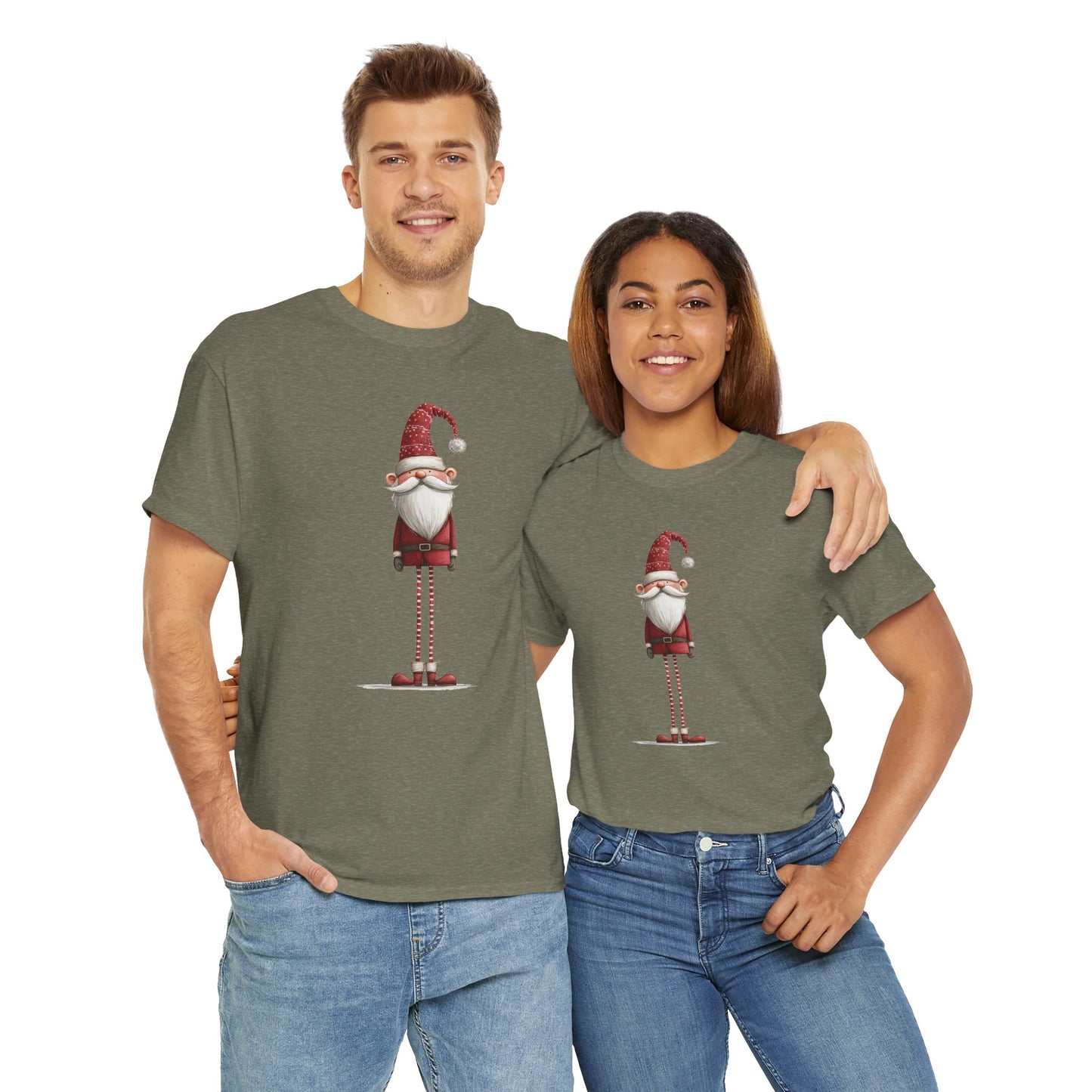 Skinny Legs Santa Character Unisex Heavy Cotton Tee, Christmas Shirt, Festive Apparel, Cute Santa Tee
