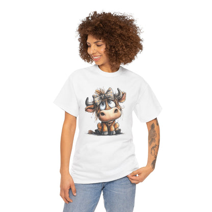 Cute Highland Cow Graphic Tee for Animal Lovers, T-Shirt for Kids & Adults, Farmhouse Decor