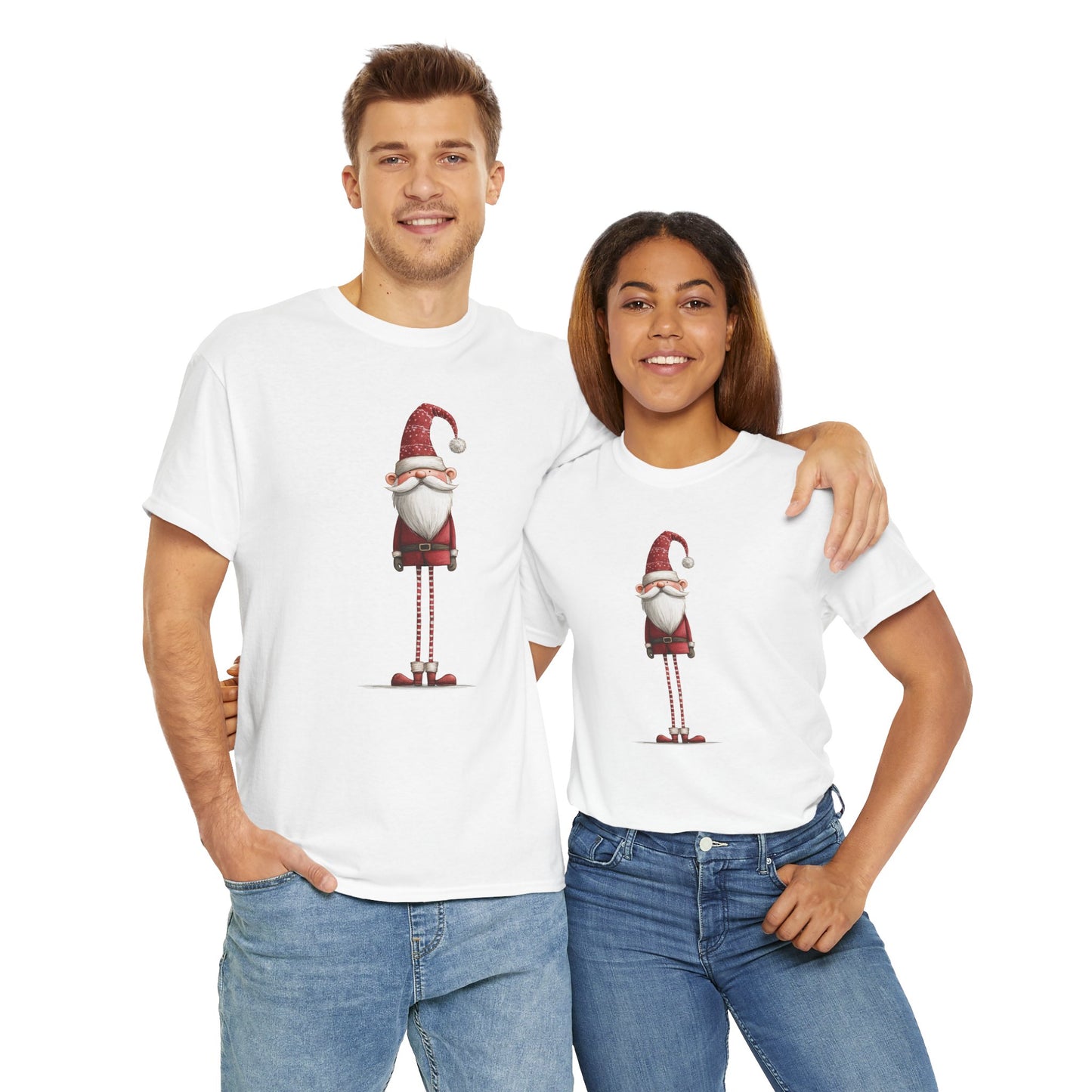 Skinny Legs Santa Character Unisex Heavy Cotton Tee, Christmas Shirt, Festive Apparel, Cute Santa Tee
