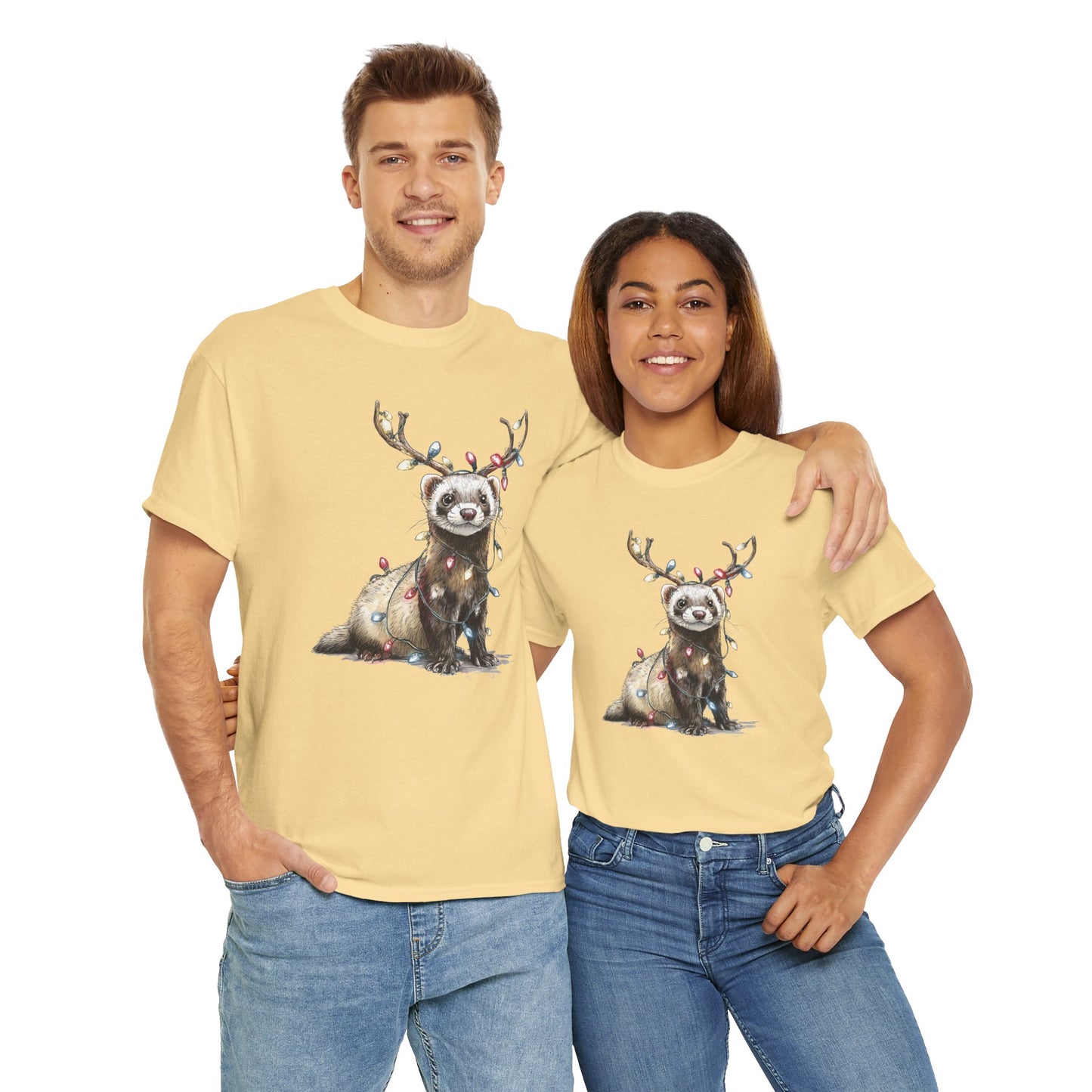 Christmas Otter Tee, Unisex Heavy Cotton Tee with Cute Design, Holiday Gift, Cozy Casual Wear, Fun Christmas Shirt