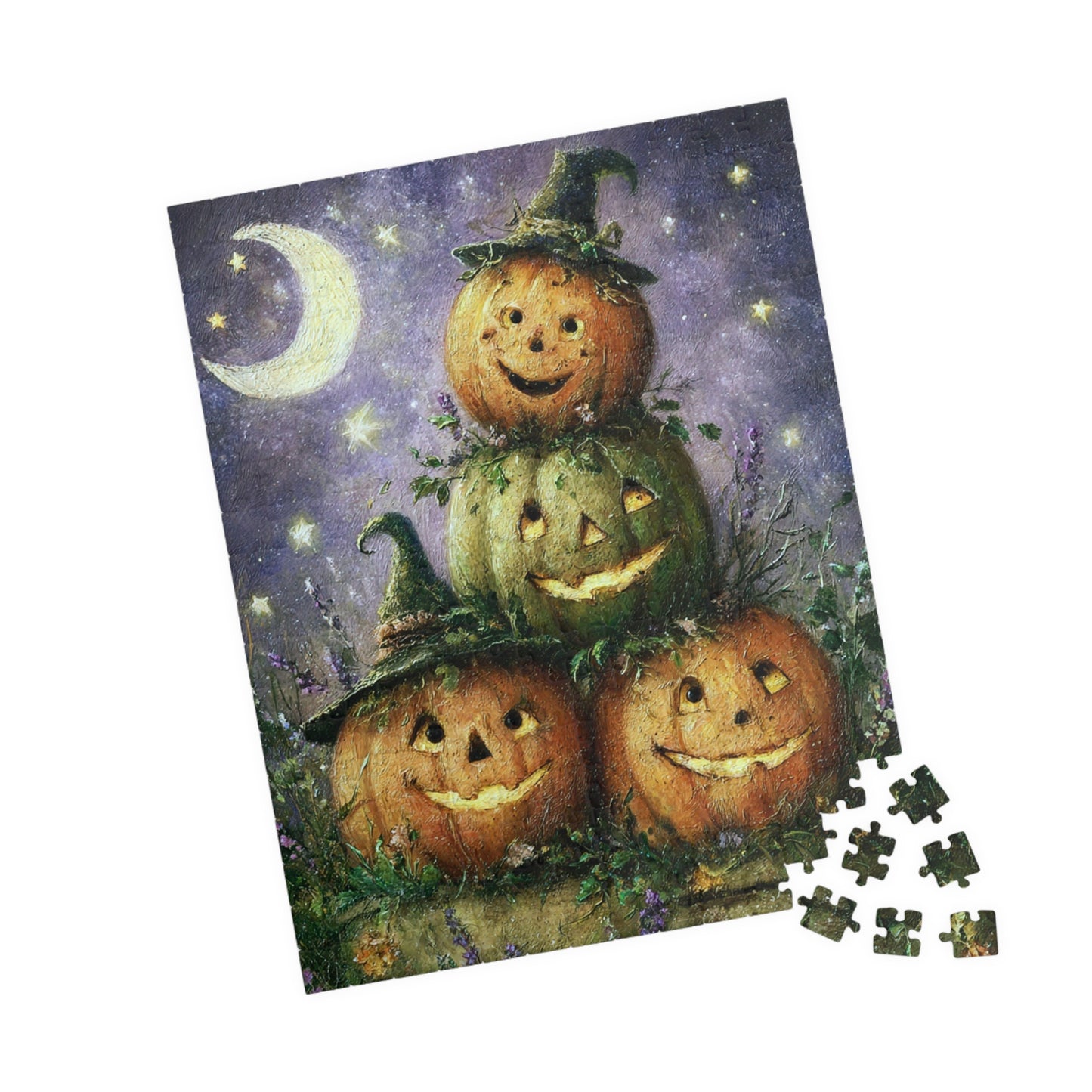 Halloween Pumpkin Puzzle, Fun Family Game, Seasonal Decor, Fall Activity, Unique Gift for Kids, 110-520 Piece Options