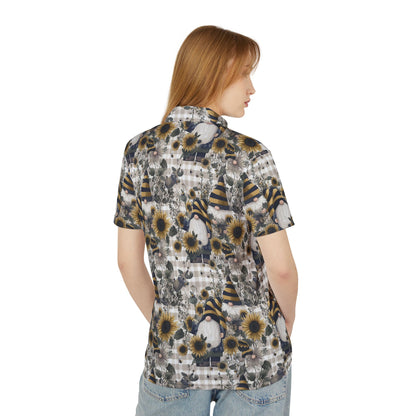 Floral Gnome Unisex Polo Shirt | Cute Summer Apparel, Garden Party Attire, Casual Wear, Gift for Him/Her, Eco-Friendly Fashion
