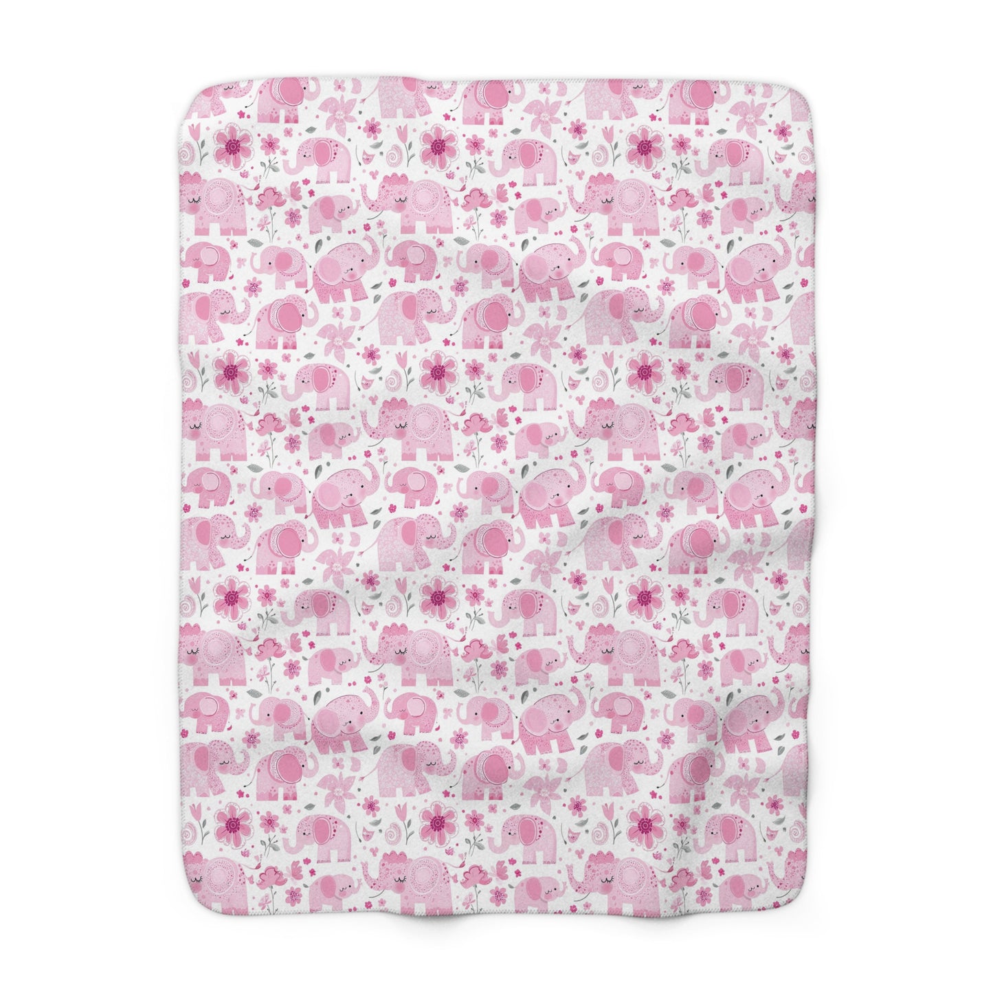 Cute Pink Elephant Sherpa Fleece Blanket, Cozy Child's Gift, Nursery Decor, Baby Shower Present, Soft Plush Blanket