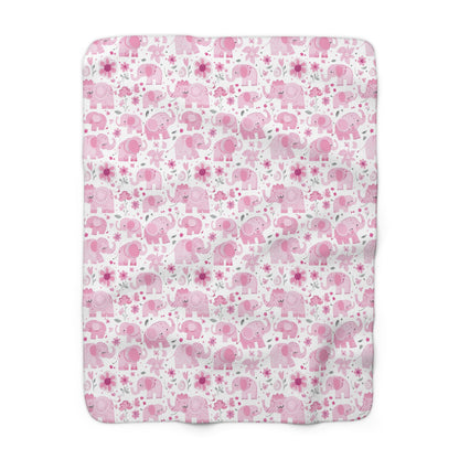 Cute Pink Elephant Sherpa Fleece Blanket, Cozy Child's Gift, Nursery Decor, Baby Shower Present, Soft Plush Blanket