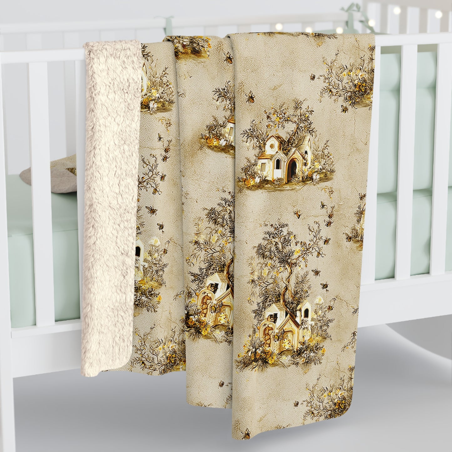 Cozy Bees Sherpa Fleece Blanket - Warm Plush Throw for Home Decor, Gift for Housewarming, Winter Comfort