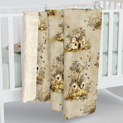 Cozy Bees Sherpa Fleece Blanket - Warm Plush Throw for Home Decor, Gift for Housewarming, Winter Comfort