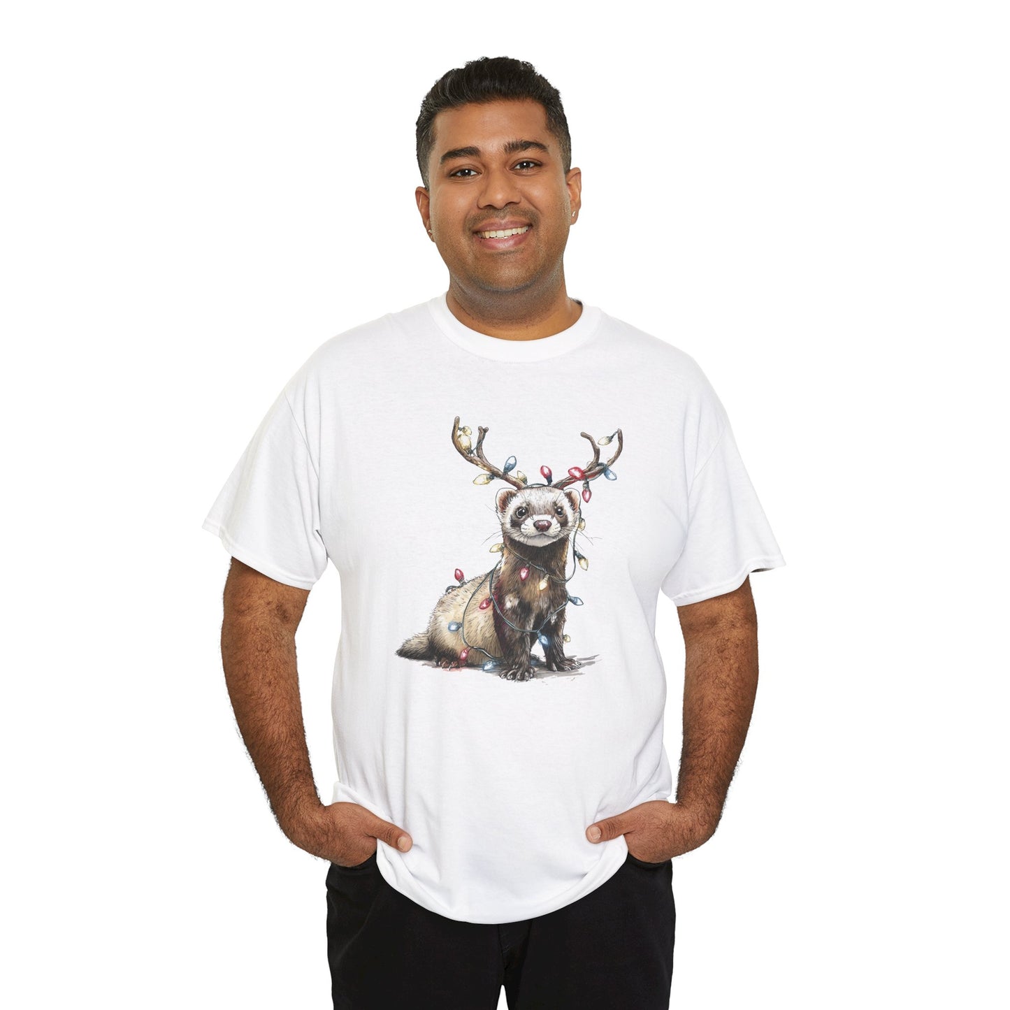 Christmas Otter Tee, Unisex Heavy Cotton Tee with Cute Design, Holiday Gift, Cozy Casual Wear, Fun Christmas Shirt