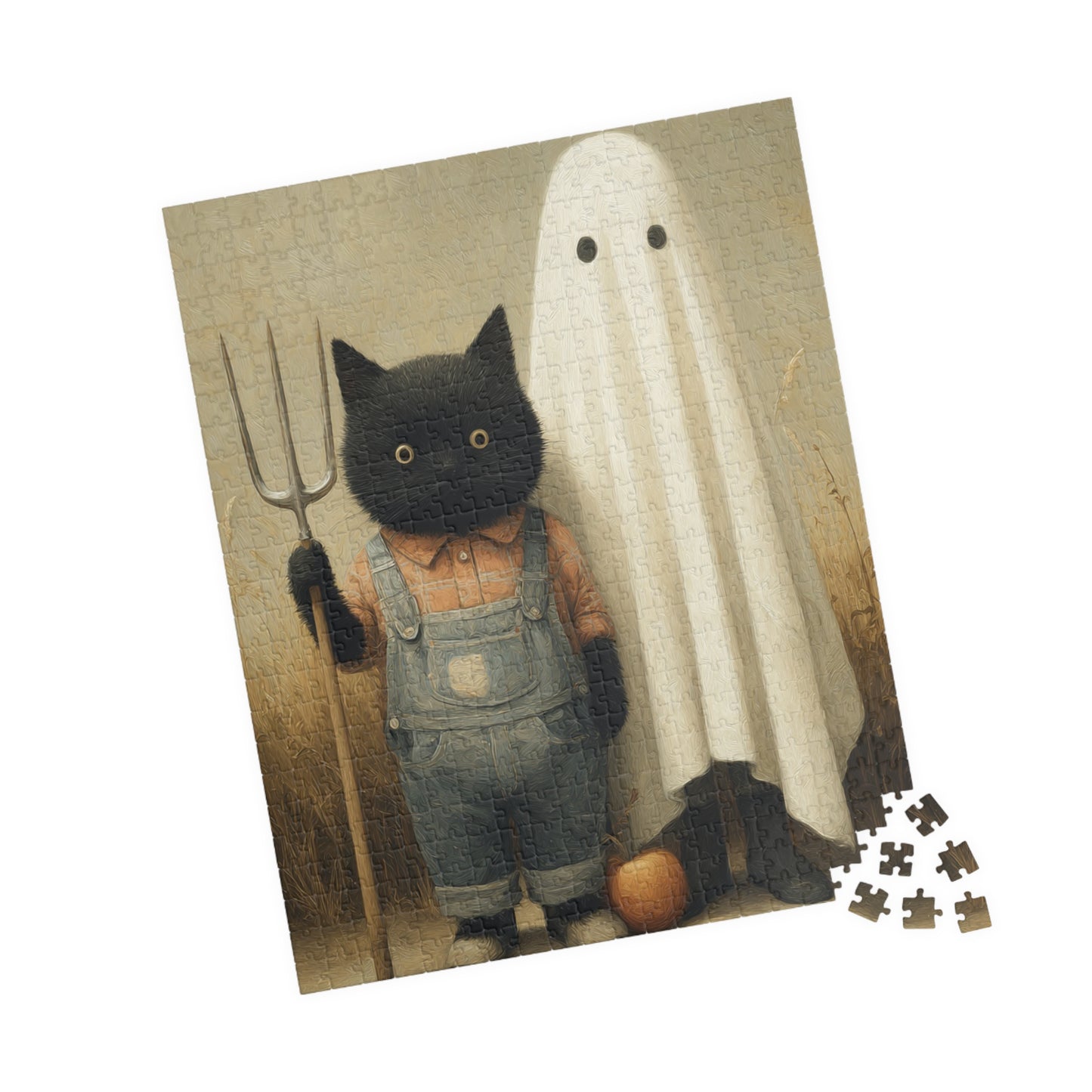 Ghost and Cat Ready for Halloween
