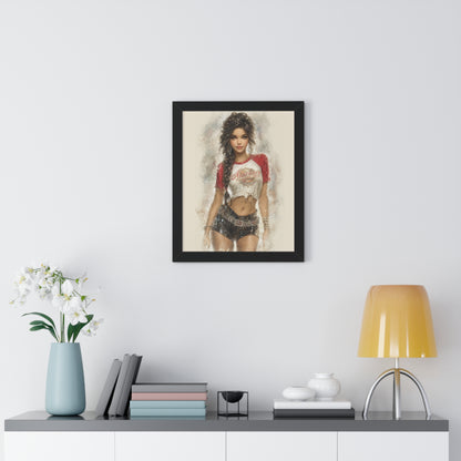 Vertical Poster - Hot Babe in Short Tshirt and Booty Shorts