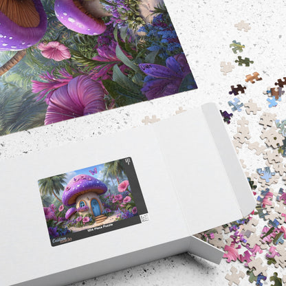Whimsical Mushroom House Puzzle - 110, 252, 520, 1014-piece, Jigsaw Puzzle, Gift for Nature Lovers, Family Activity, Cozy Home Decor