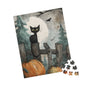 Halloween Cat Puzzle - Spooky Decor, Autumn Fun Activity, Fall Gift, Family Game Night, Cat Lover's Gift